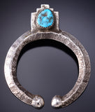 Silver & Turquoise Navajo Tufacast Horseshoe Pendant by Ravis Henry 6H06C