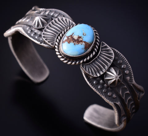 Silver & Golden Hills Turquoise Navajo Concho Bracelet by Kevin Billah 5J18L