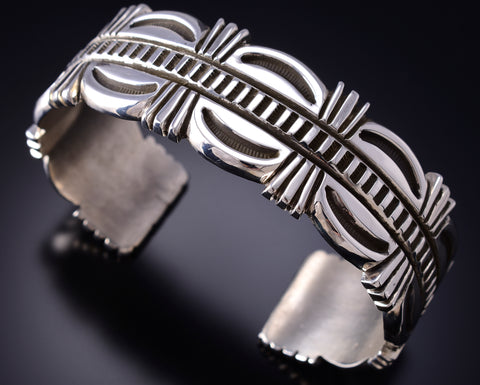 Silver Navajo Handstamped Bracelet by Erick Begay 6H16E