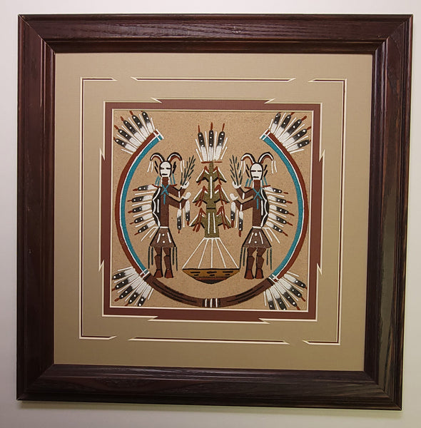 Navajo Sandpainting by Glen Nez - Yei-bi-chei and Corn 5J08C
