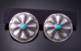 Silver & Turquoise Navajo Concho Earrings by Joan Begay 3B10U