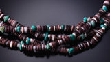 30" Turquoise Multistone 4-Strand Navajo Handmade Necklace by Ravis Henry 6H06U