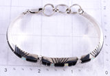 Vintage Silver & Jet Multistone Navajo Inlay Link Bracelet by Chester Benally 5L17B