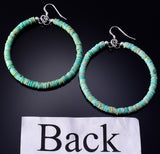 Navajo Handmade Turquoise Hoop Earrings 5G16A