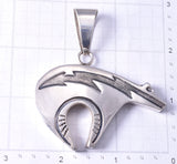 Vintage Silver Navajo Handmade Protected Heartline Bear Pendant 6A03C