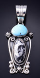 Silver & Golden Hills Turquoise White Buffalo Navajo Pendant - Erick Begay 6C02G