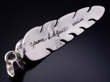 Silver & Sonoran Gold Turquoise Navajo Feather Pendant by June Delgarito 5L17Q