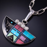 Silver Multistone Navajo Inlay Yei Bi Chei Pendant by Jimmy Harrison 5G12P