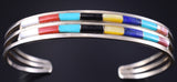 Silver & Turquoise Multistone Zuni Inlay Rainbow Bracelet by Ansom Wallace 5L17G