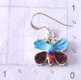 Silver & Turquoise Multistone Zuni Inlay Butterfly Earrings by Erva Quam 5G22C