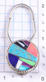 Silver & Turquoise Multistone Navajo Inlay Key Ring by Arnold Yazzie 5L25O