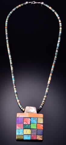 Turquoise Multistone Santo Domingo Necklace by Mary Louise Tafoya 3G07H