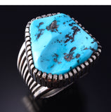 Size 12.5 Silver & Sleeping Beauty Turquoise Navajo Men's Ring Erick Begay 5H04E