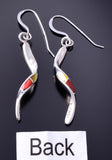 Silver & Turquoise Multistone Zuni Inlay Swirl Earrings by Ira Johnson 3H02Y