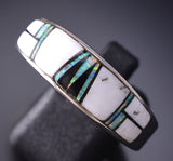 Size 13-3/4 Navajo White Buffalo Inlay Men's Ring by Allen Tolino 6K26K