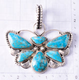 Silver & Turquoise Navajo Handmade Butterfly Pendant by Phyllis A. Smith 6D27B