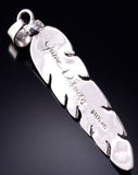 Silver & Turquoise Navajo Handmade Eagle Feather Pendant - June Delagarito 5L13A