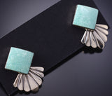 Silver & Turquoise Navajo Handmade Post Earrings by Sadie Jim 6D07T