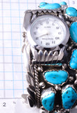 Vintage Silver & Turquoise Navajo Watch Bracelet w/ watch by Victor Chee 5L10U