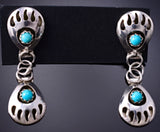 Silver & Turquoise Navajo Bear Strength Earrings by Cynthia John 6D20P