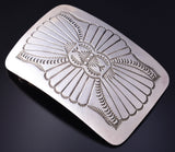 Navajo Stamped Silver Belt Buckle by Joan Silver 5L17Y