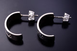 Kokopelli Silver Half Hoop Earrings By P. Skeet 4D02S