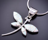 Silver & Opal Navajo Inlay Dragonfly Pendant by TSF 3L08F