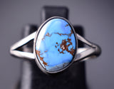SIze 8 Silver & Golden Hills Turquoise Navajo Ring by Genevieve Francisco 6D27R