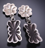Silver & Turquoise Navajo Concho Style Dangle Earrings by Ravis Henry 6D09Z
