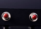 Apple Coral - Navajo Handmade Sterling Silver Post Earrings by Juanita Manygoats - 6J31G