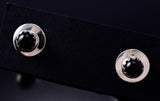 Black Onyx - Navajo Handmade Sterling Silver Post Earrings by Juanita Manygoats - 6J31E