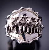 Size 12 Silver Navajo Handmade Strong Wolfpack Men's Ring by RB 4A25O