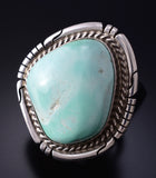 Size 5-3/4 Silver & Royston Turquoise Navajo Round Ring by Dave Skeets 5L07G