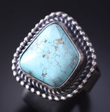 Adjustable Silver & Kingman Turquoise Navajo Ring by Antoinette Martinez 5L07D