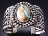 Vintage Silver & Boulder Turquoise Navajo Handmade Bracelet 6D28M