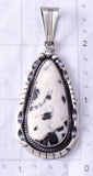 Silver & White Buffalo Turquoise Navajo Handmade Pendant Samuel Yellowhair 6E14V