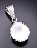 Silver & Turquoise Navajo Handmade Round Pendant by Samuel Yellowhair 3F19S