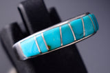 Size 7 Navajo Turquoise Inlay Ring by Edward Lee 6K27B