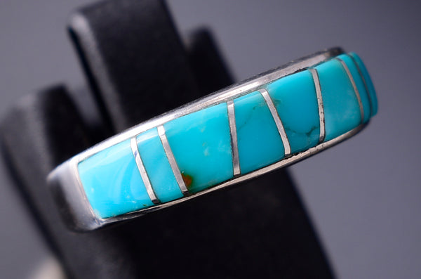 Size 7 Navajo Turquoise Inlay Ring by Edward Lee 6K27B