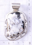 Silver & White Buffalo Turquoise Navajo Handmade Pendant by Pete Sanchez 6D28H