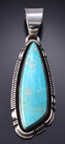Vintage Silver & Turquoise Navajo Handmade Pendant by Leslie Yazzie 6A21W