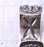 Silver Navajo Handstamped Concho Stars Bracelet by Roland Dixson 6D07A