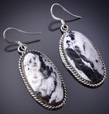 Silver & White Buffalo Turquoise Navajo Earrings by Sammie Burnside 6D09H