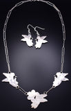 Vintage Silver Multistone Zuni Hummingbirds Necklace Earring Set W & E Gia 6F22D