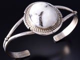 Silver & White Buffalo Turquoise Navajo Open Face Bracelet - Dave Skeets 5L20G