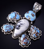 Silver & Golden Hills Turquoise Navajo Turtle Pendant by Erick Begay 5H03D