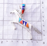 Silver Multistone Free Horse Navajo Inlay Pendant by TSF 3L08Z