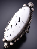 Adjustable Size - White Buffalo Stone Navajo Ring by Johnny Dixon 6K26U
