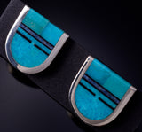Silver & Turquoise Jet Navajo Inlay Yei Be Chei Earrings by Jimmy Harrison 5H02R