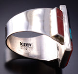 Size 9 Silver & Turquoise Multistone Zuni Inlay Sunface Ring by Don Dewa 6H25X